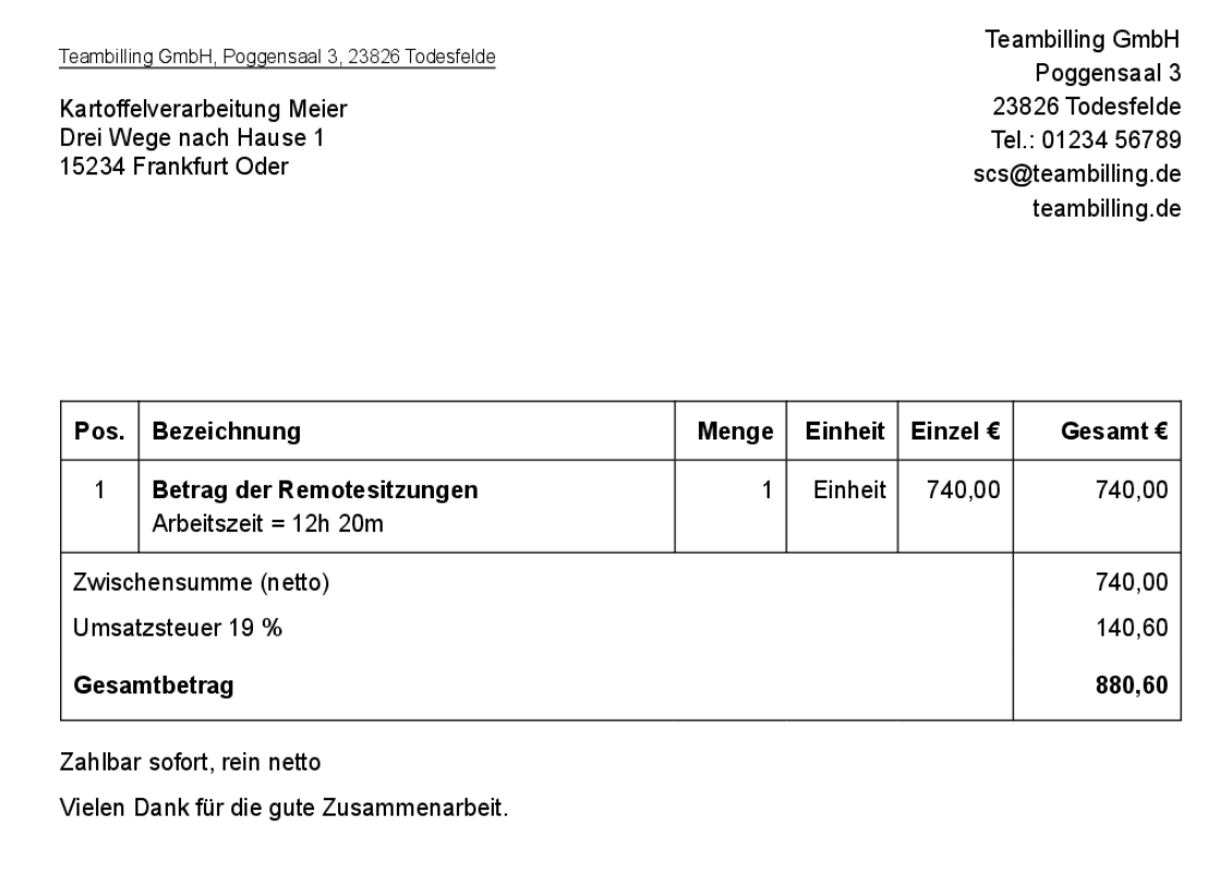 Beispiel Lexware Office Rechnung