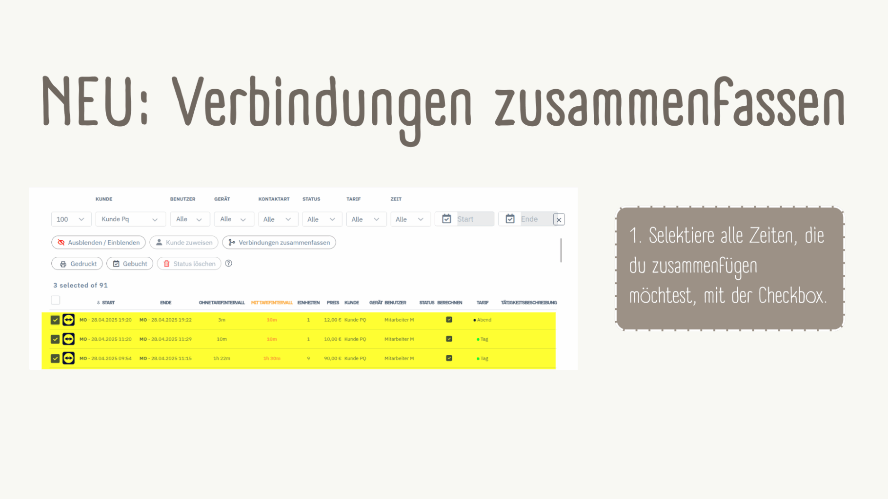 Verbindungen zusammenfassen
