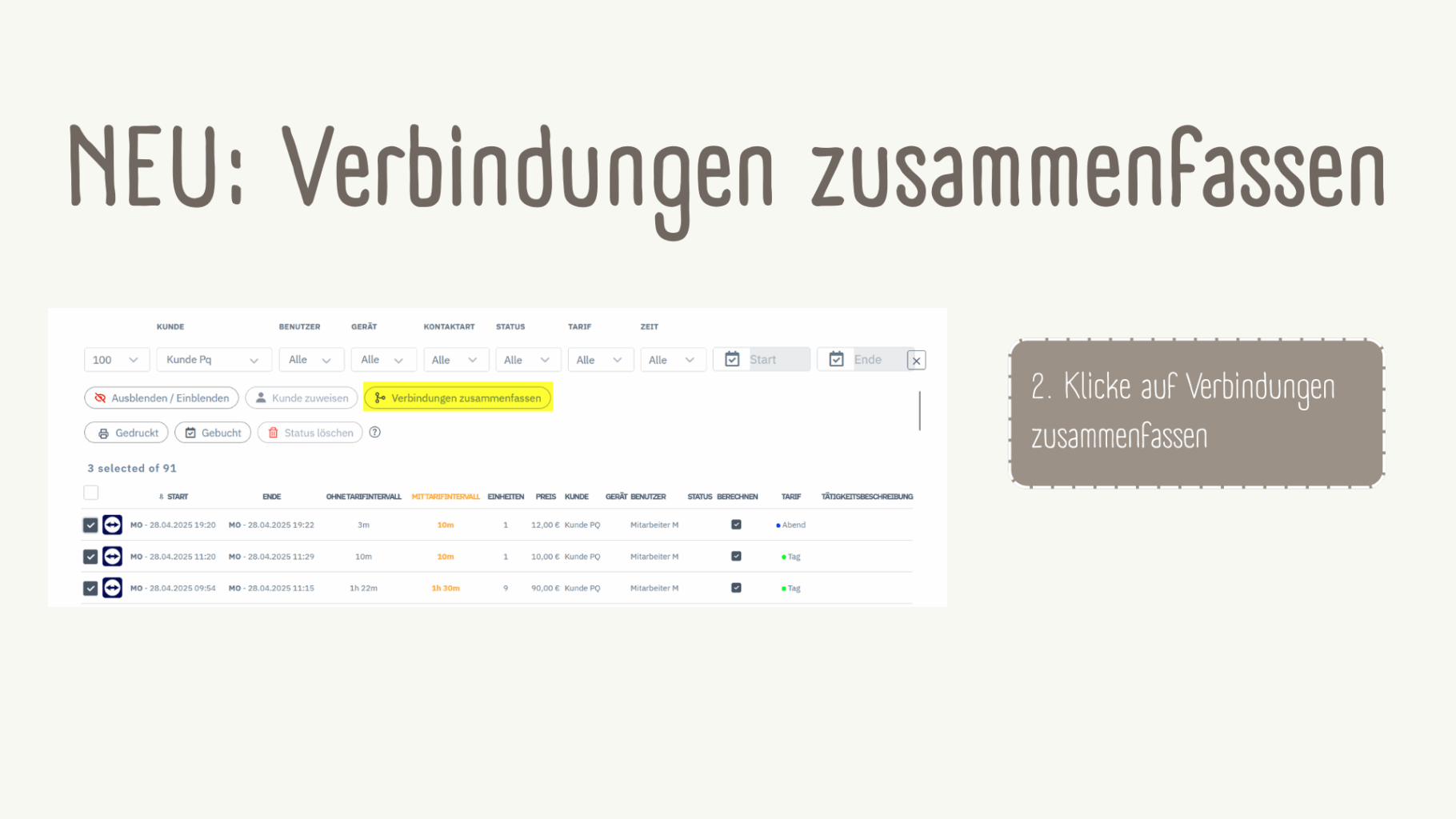 Verbindungen zusammenfassen