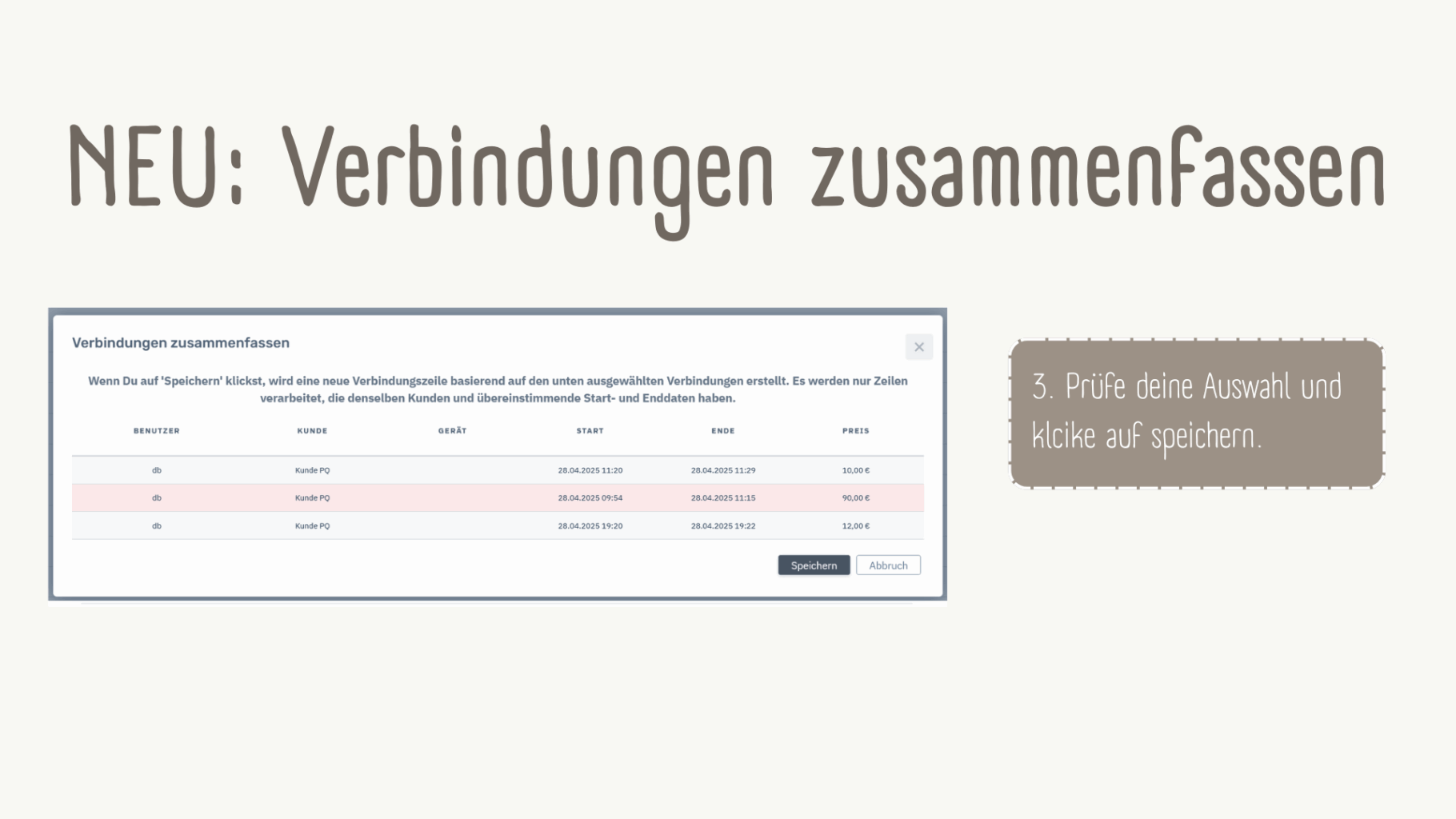 Verbindungen zusammenfassen