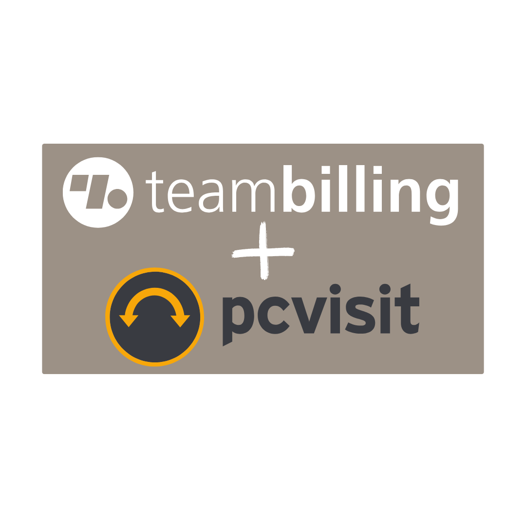 Teambilling und pcvisit Logo: Integration der Remote-Support-Daten per CSV-Import – neue Funktion für IT-Dienstleister zur einfachen Abrechnung von Fernwartung